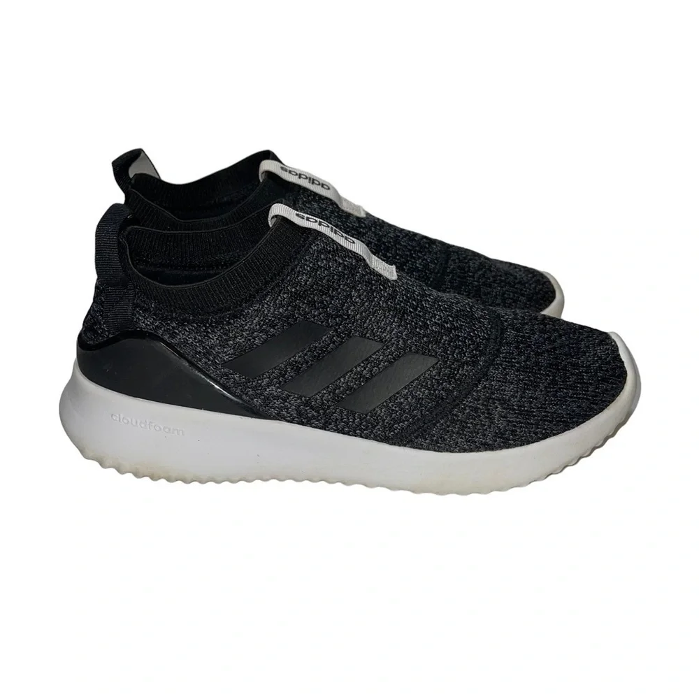 adidas Women's Slip-On Knit Sneakers in Black and White - Picture 3 of 8